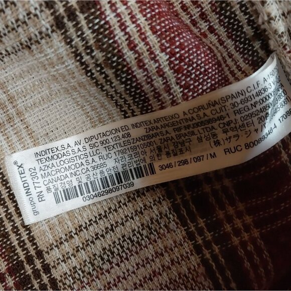 ZARA Shacket Womens Medium Red/Pink/Brown Checkered Overshirt - Picture 8 of 13